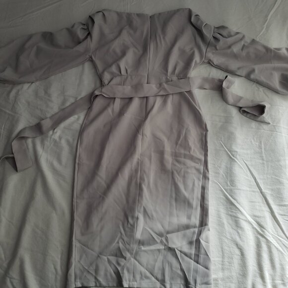 Gray Fallen Shoulder Wrap Midi Dress [ASOS] [Size 8] - Picture 5 of 5